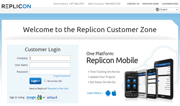 Replicon Sign-in Page