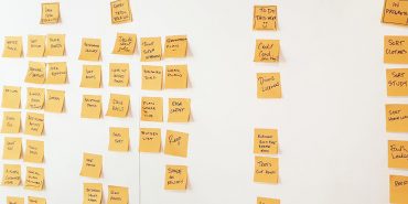Kanban wall with sticky notes