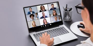 Business woman in an online video conference