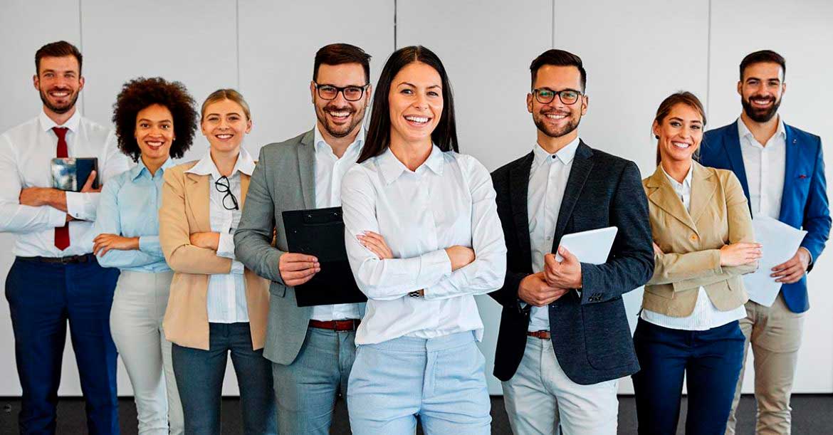 Successful business team smiling in the office