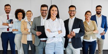 Successful business team smiling in the office