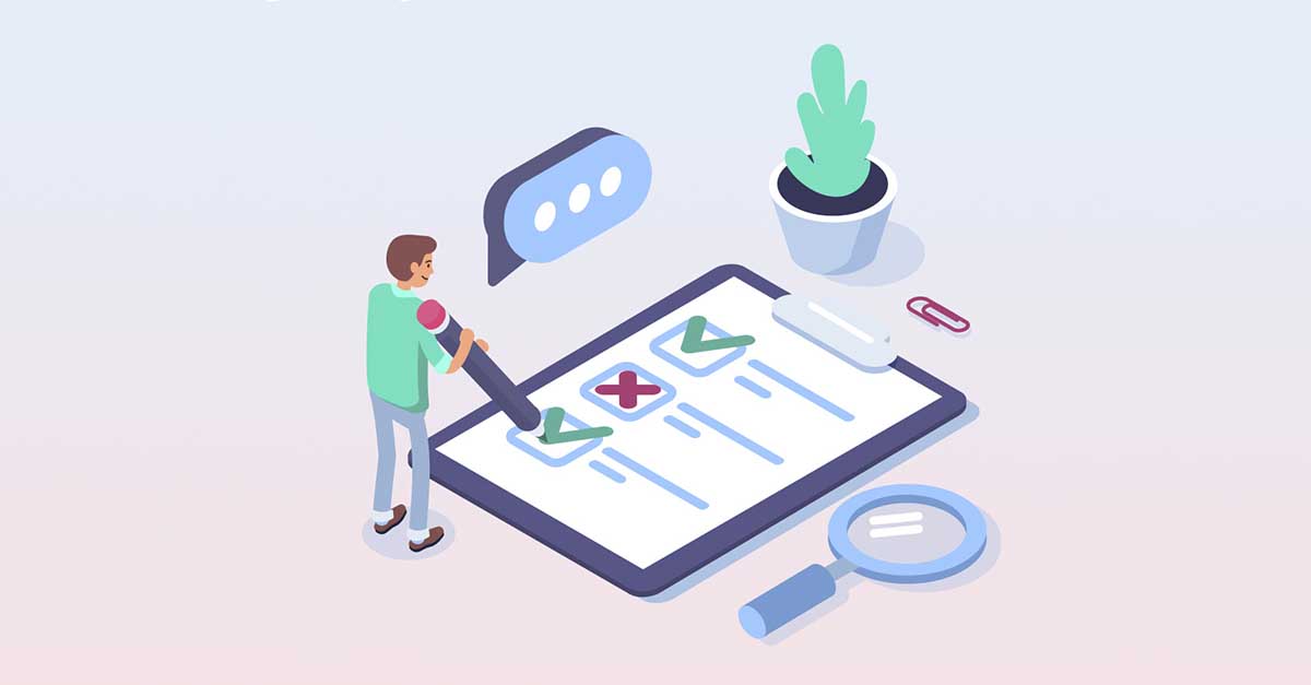 Man writing on a checklist illustration