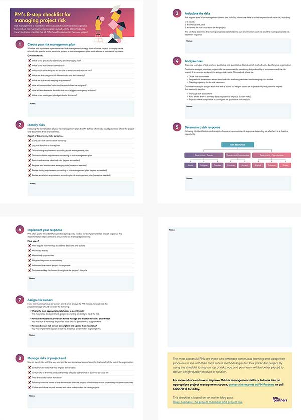 Screenshot of the Resource management risk checklist