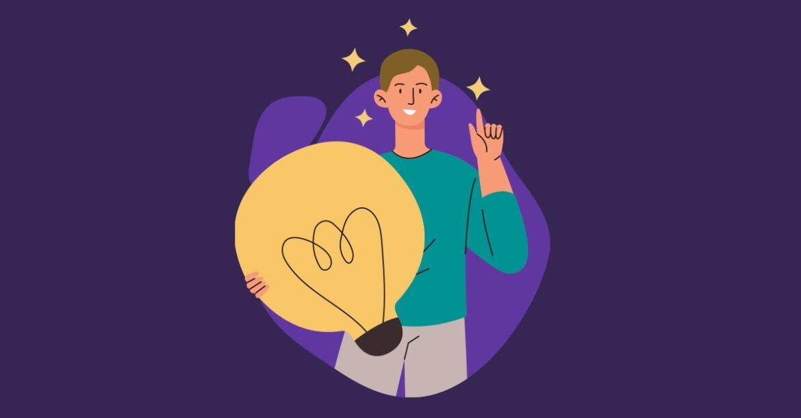 Illustration of a man holding a light bulb